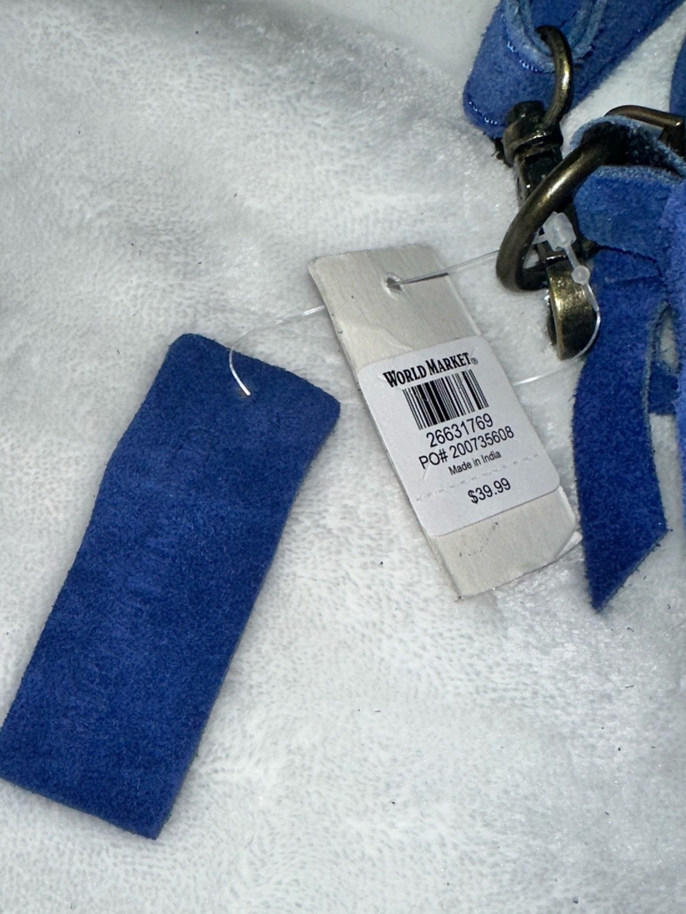 Cobalt Blue Suede Crossbody Bag - Picture 4 of 10